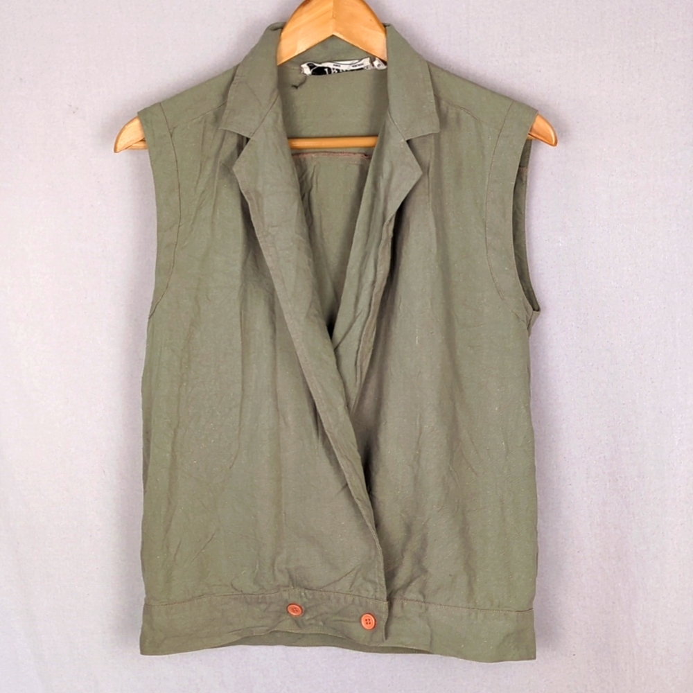 IRKA Vintage Silk Top Women's Size 6 Green Sleeveless